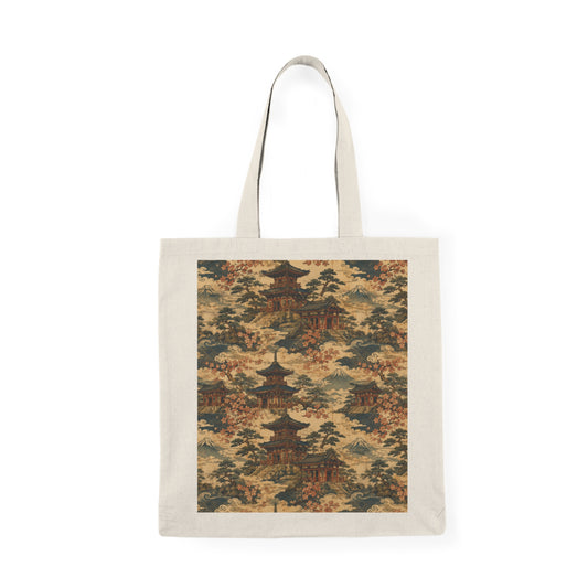100% Natural Cotton Vintage Japanese Temple Tote Bag