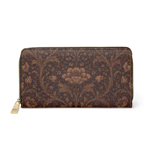 William Morris Floral Damask Rose Zipper Wallet