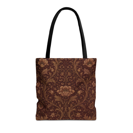 William Morris Floral Damask Maroon Full Art Tote Bag