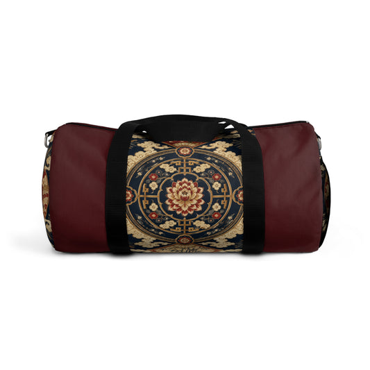 East Asian Mandala Maroon Red Duffel Gym Bag