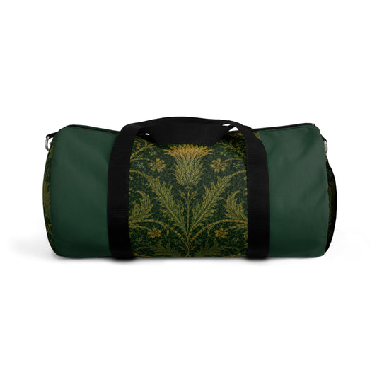 William Morris Forest Green Damask Floral Gym Duffel Bag