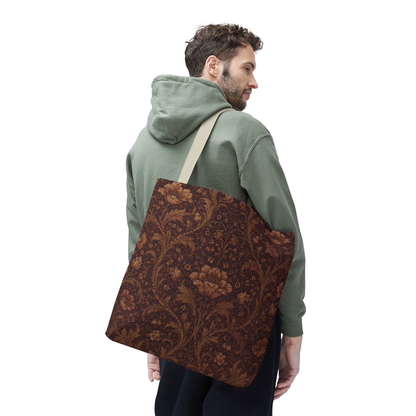 William Morris Floral Damask Maroon Full Art Tote Bag