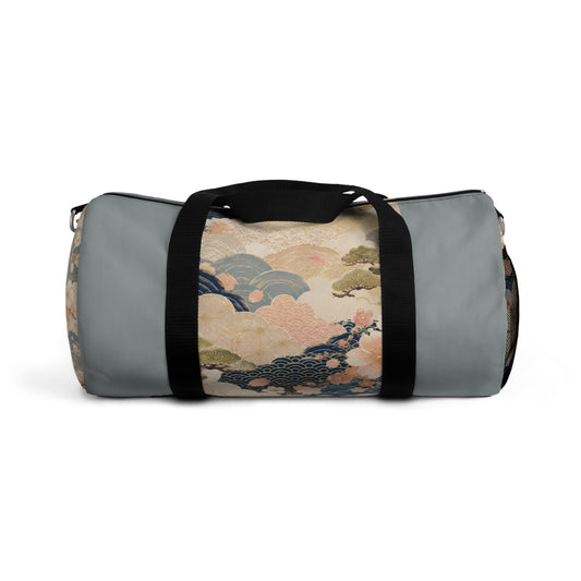 Vintage Japanese Cloudy Blue Wave & Clouds Duffel Bag