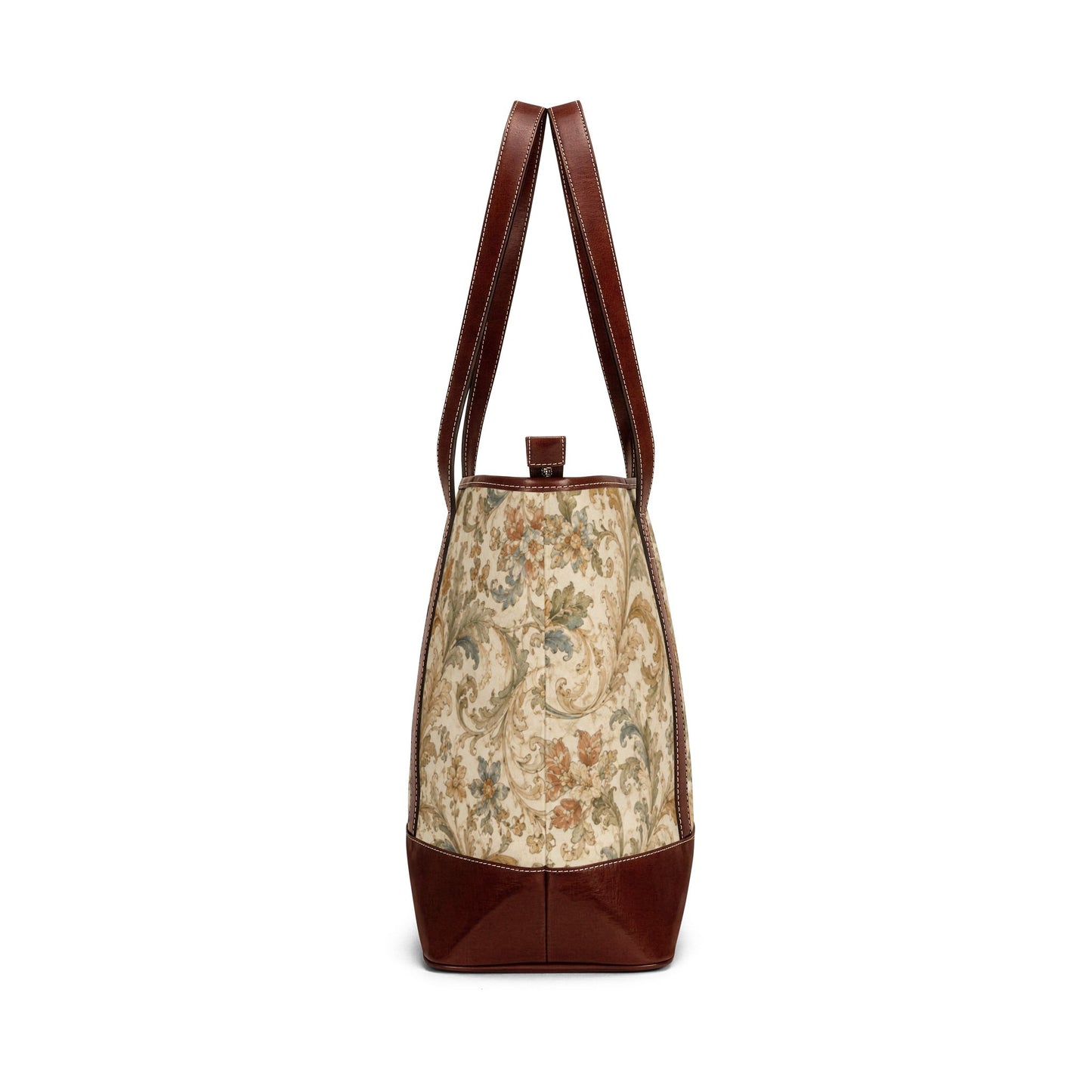 William Morris Vintage Floral Scroll Leather Trim Shoulder Tote Bag