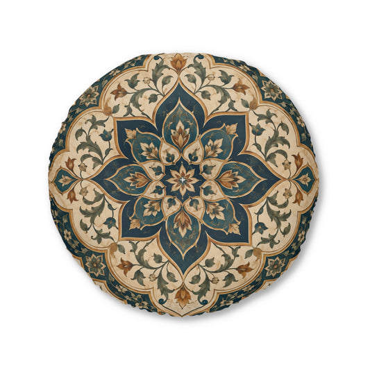 Elaborate Moroccan Round Tufted Floor Pillow