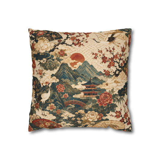 East Asian Vintage Landscape Pillow Case
