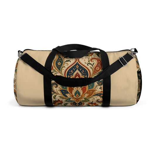 Indian Vintage Floral Paisley Beige Duffel Gym Bag