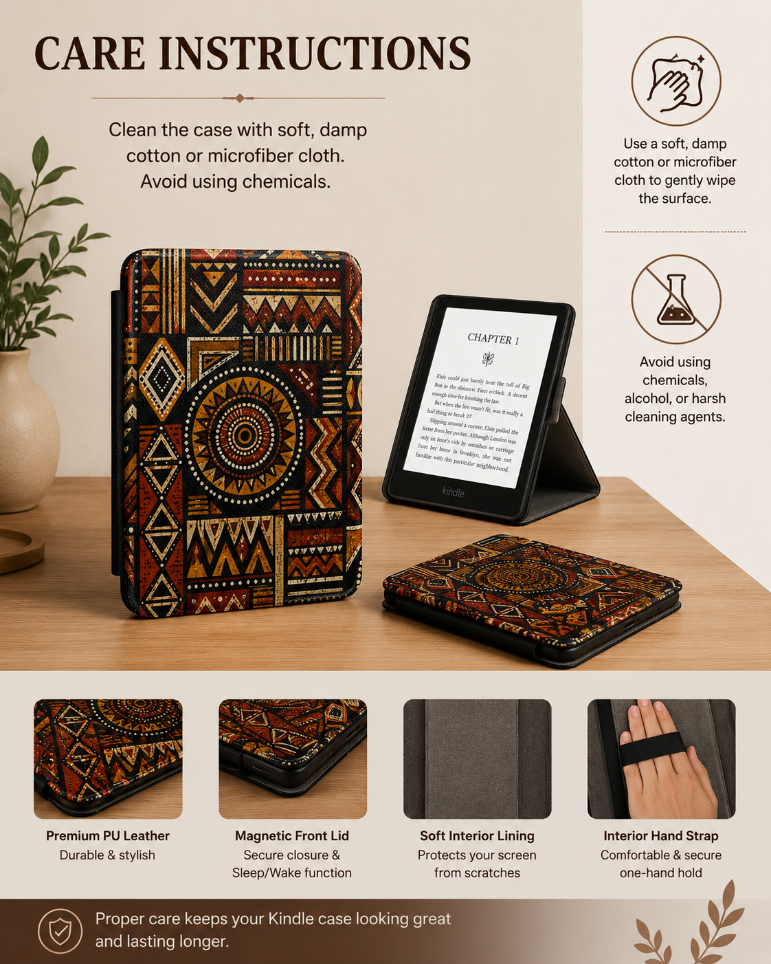 African Tribal Geometric Kindle Case