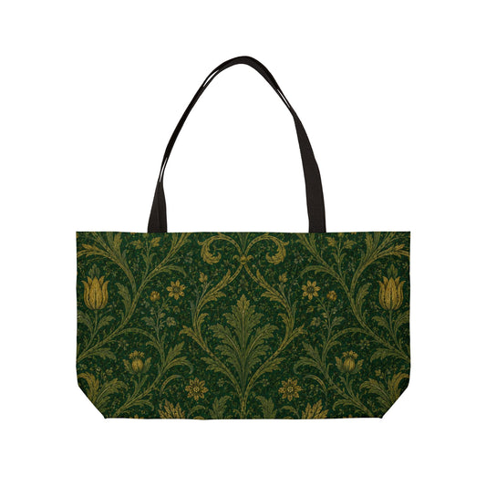 William Morris Forest Green Vintage Damask Floral Weekender Tote Bag