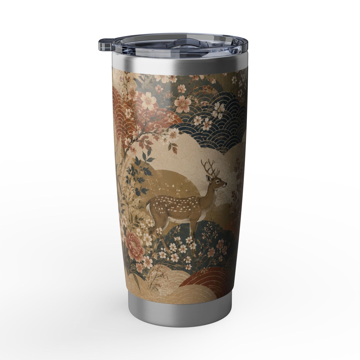 Vintage Japanese Animal Landscape Painting 20oz Insulated Tumbler Water Bottle