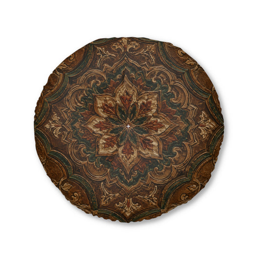 Dark Moroccan Round Tufted Floor Pillow