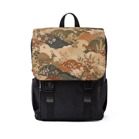 Vintage Japanese Animal Landscape Painting Backpack