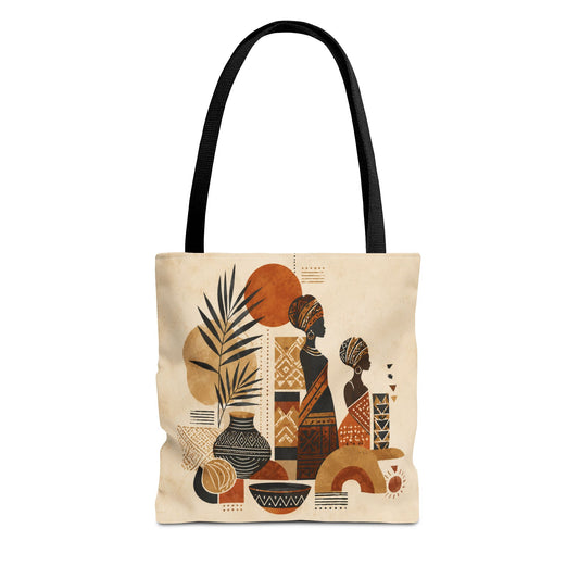 African Silhouette Pattern Full Art Tote Bag