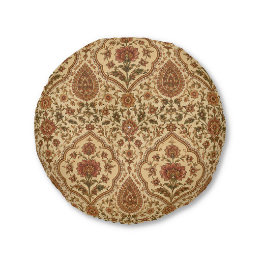Moroccan Rose Traditional Round Tufted Floor Pillow