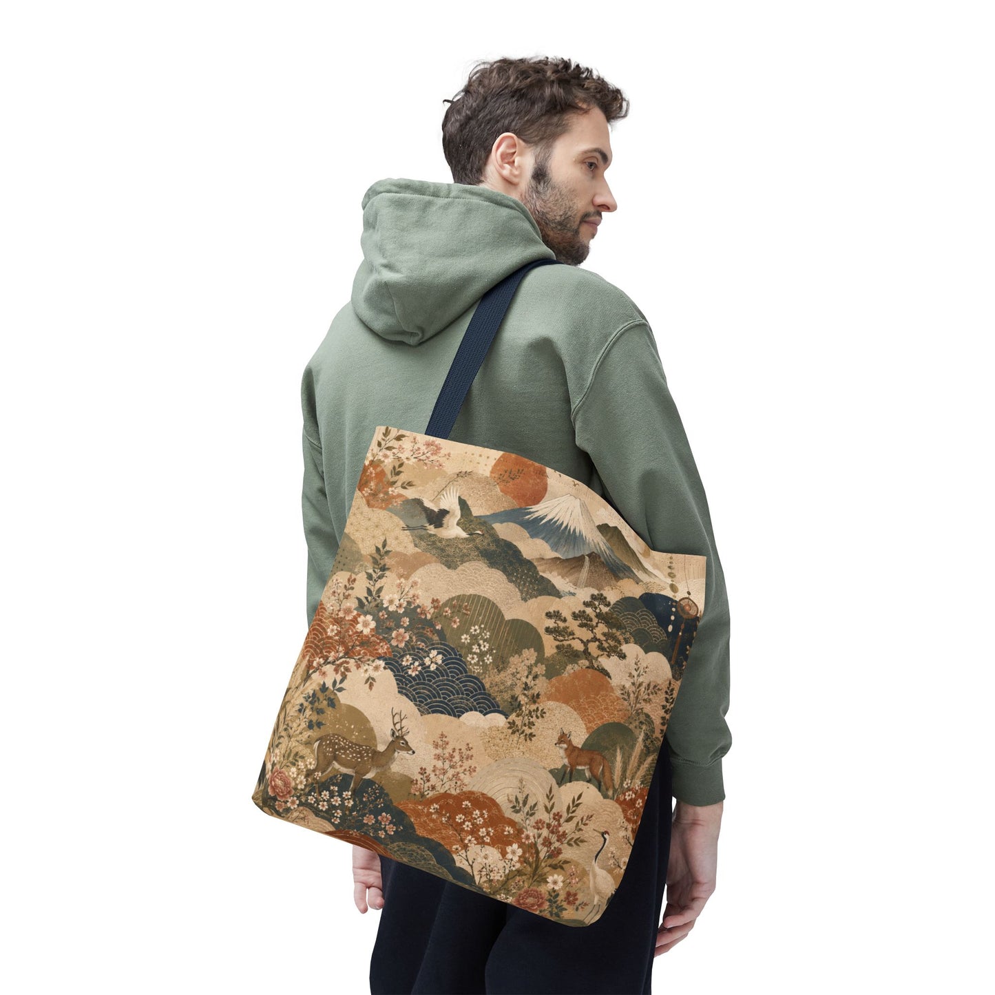 Vintage Japanese Animal Landscape Painting Full Art Tote Bag