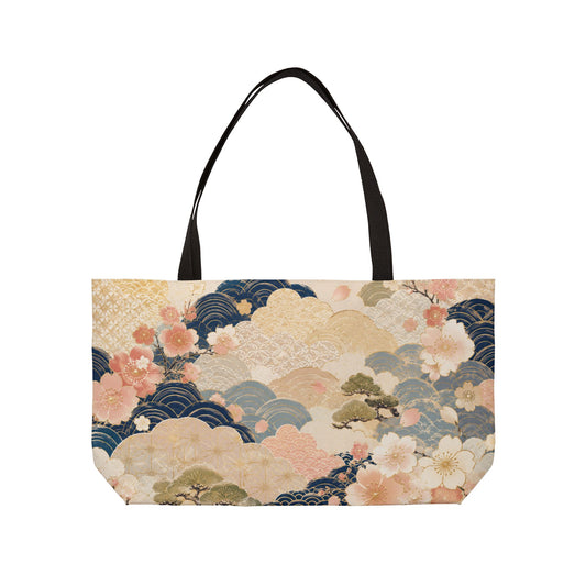 Vintage Japanese Wave & Clouds Weekender Tote Bag