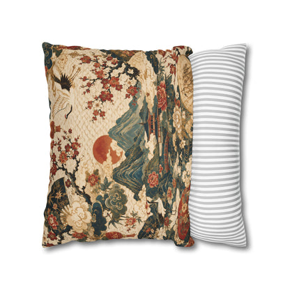 East Asian Vintage Landscape Pillow Case