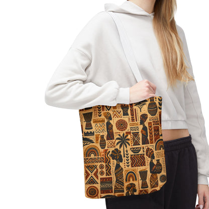 African Tribal Ethnic Silhouette Pattern Full Art Tote Bag