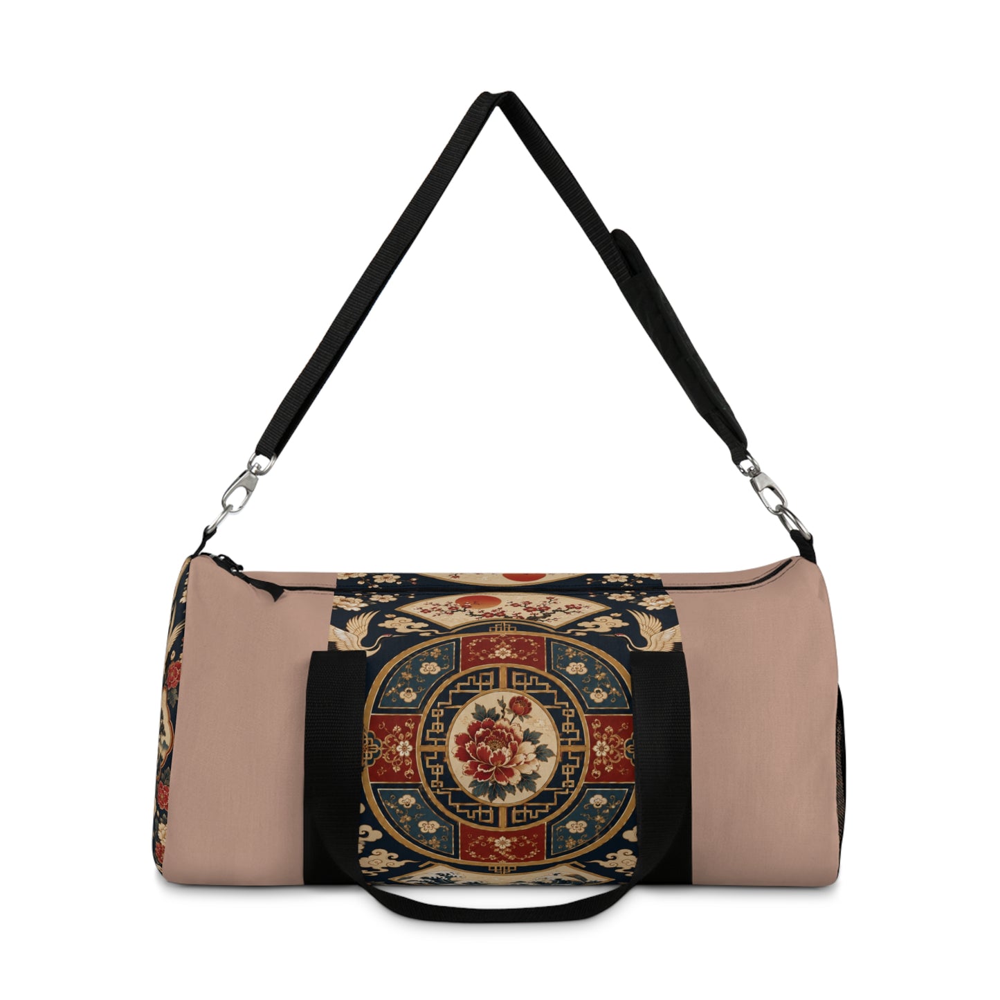 East Asian Oriental Medallion Baby Pink Duffel Gym Bag
