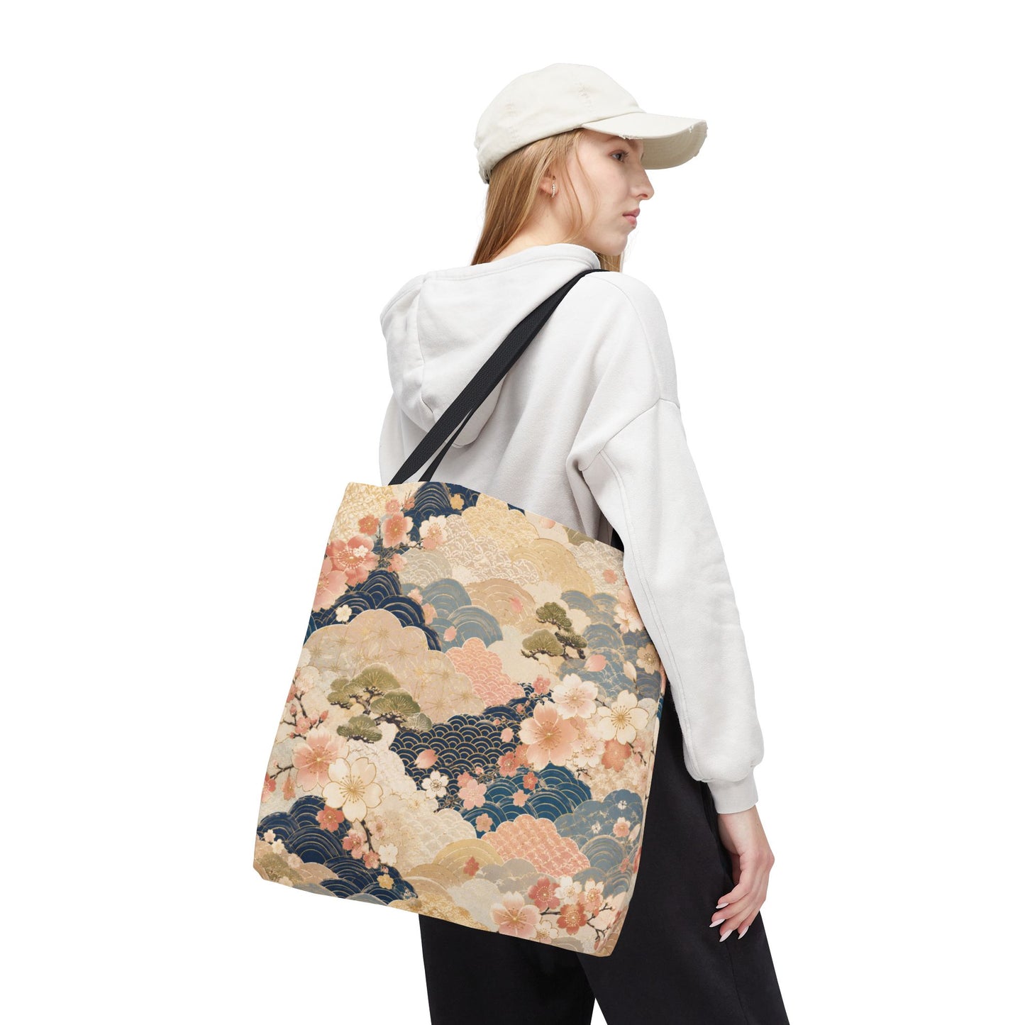 Vintage Japanese Waves & Clouds Painting Full Art Tote Bag