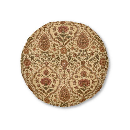 Moroccan Rose Traditional Round Tufted Floor Pillow