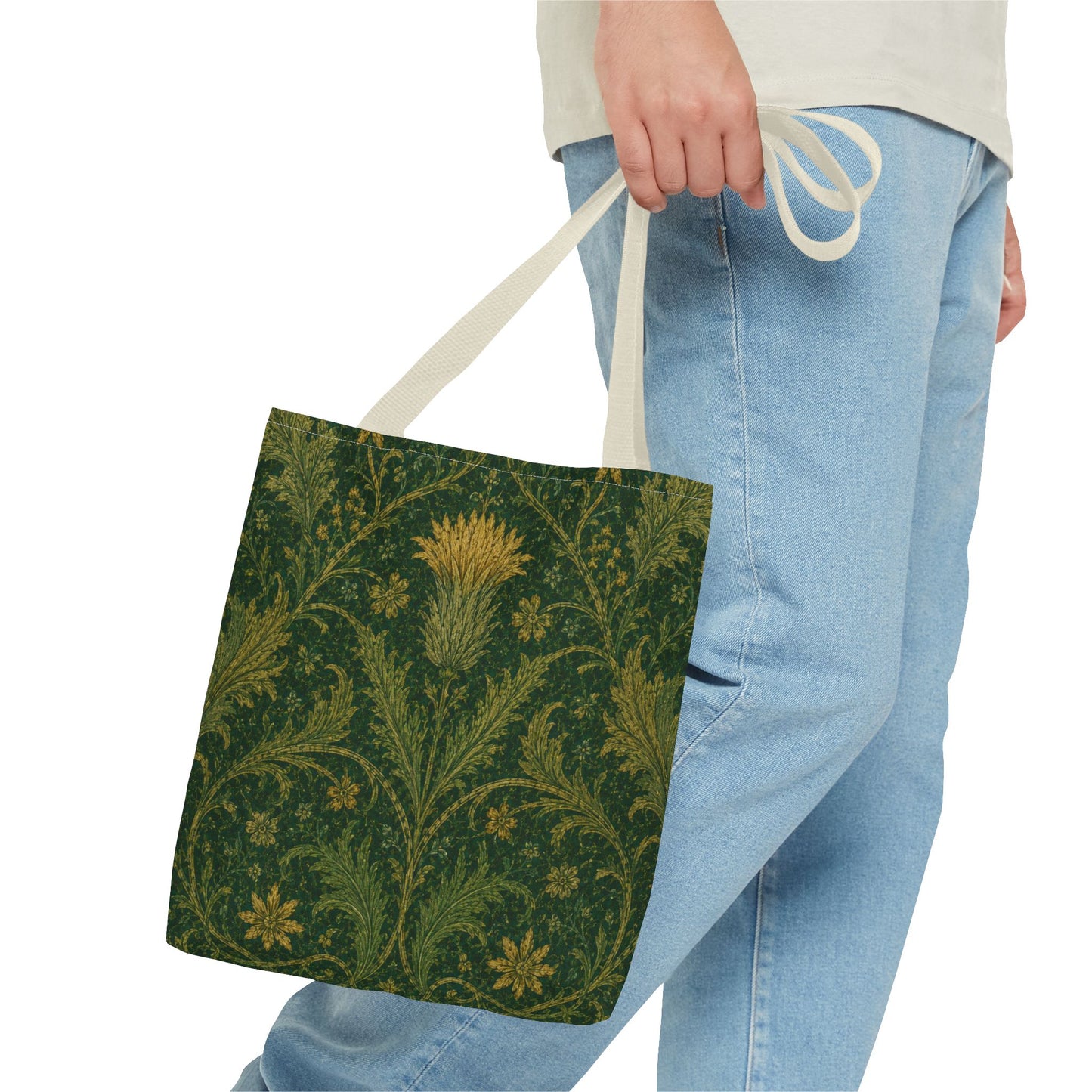 William Morris Forest Green Damask Floral Full Tote Bag