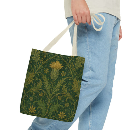 William Morris Forest Green Damask Floral Full Tote Bag