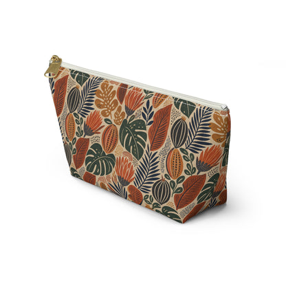 African Tribal Botanical Cacti Leaf Accessory Pouch Makeup Bag