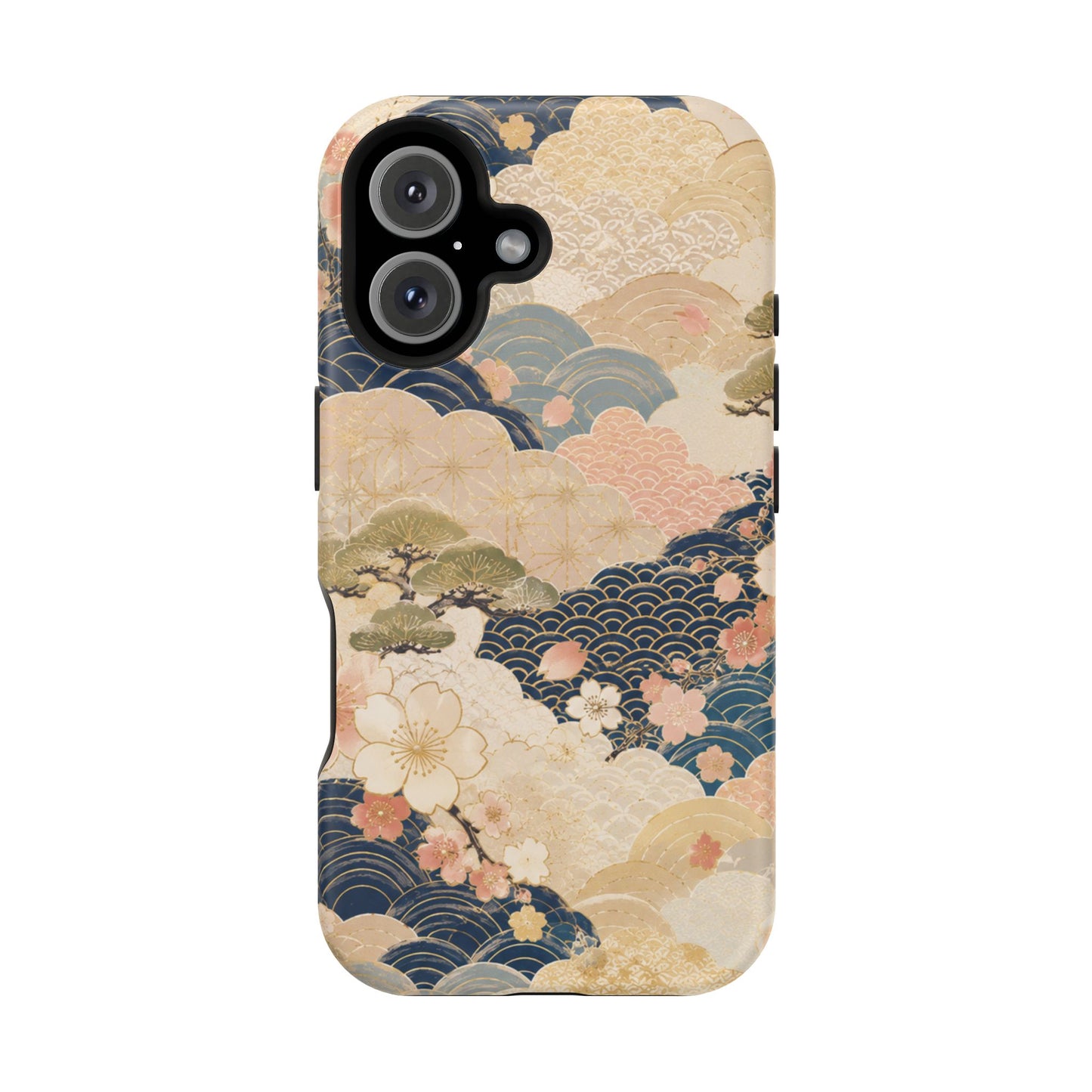 Vintage Japanese Floral Wave Magnetic Impact-Resistant iPhone Cases