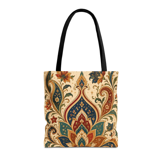 Indian Vintage Paisley Floral Full Art Tote Bag