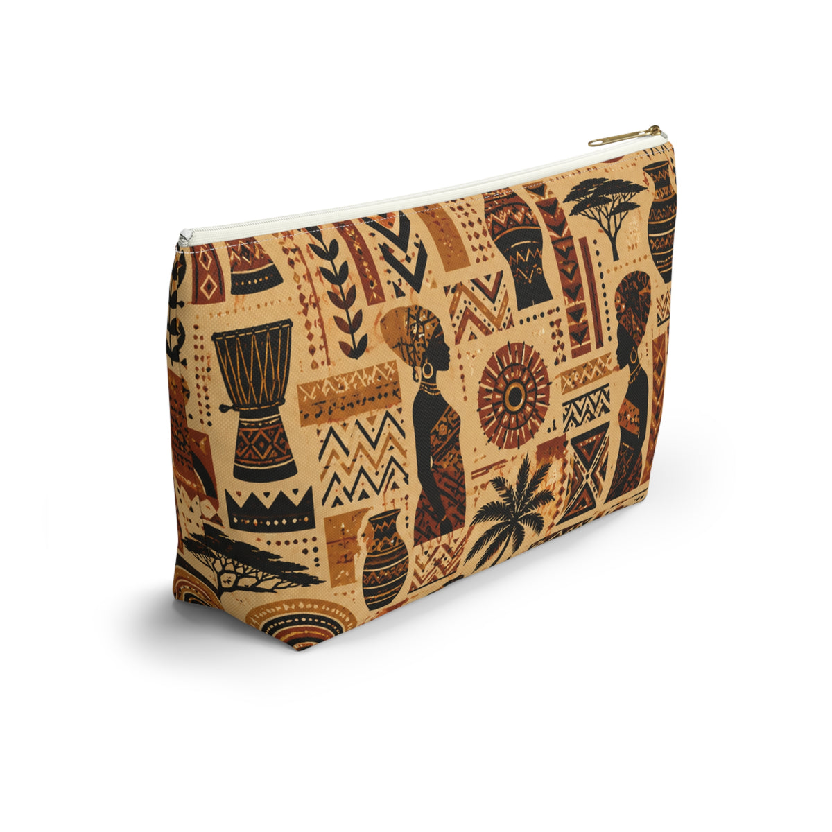 African Tribal Ethnic Silhouette Pattern Accessory Pouch Makeup Bag