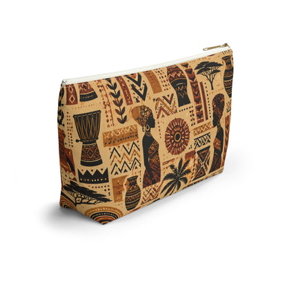 African Tribal Ethnic Silhouette Pattern Accessory Pouch Makeup Bag