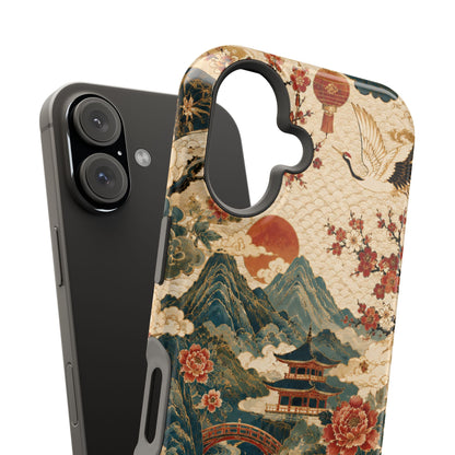 East Asian Vintage Landscape iPhone Case | Magnetic Impact-Resistant Case