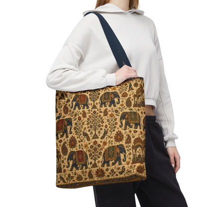 Indian Vintage Traditional Elephant Full Art Tote Bag