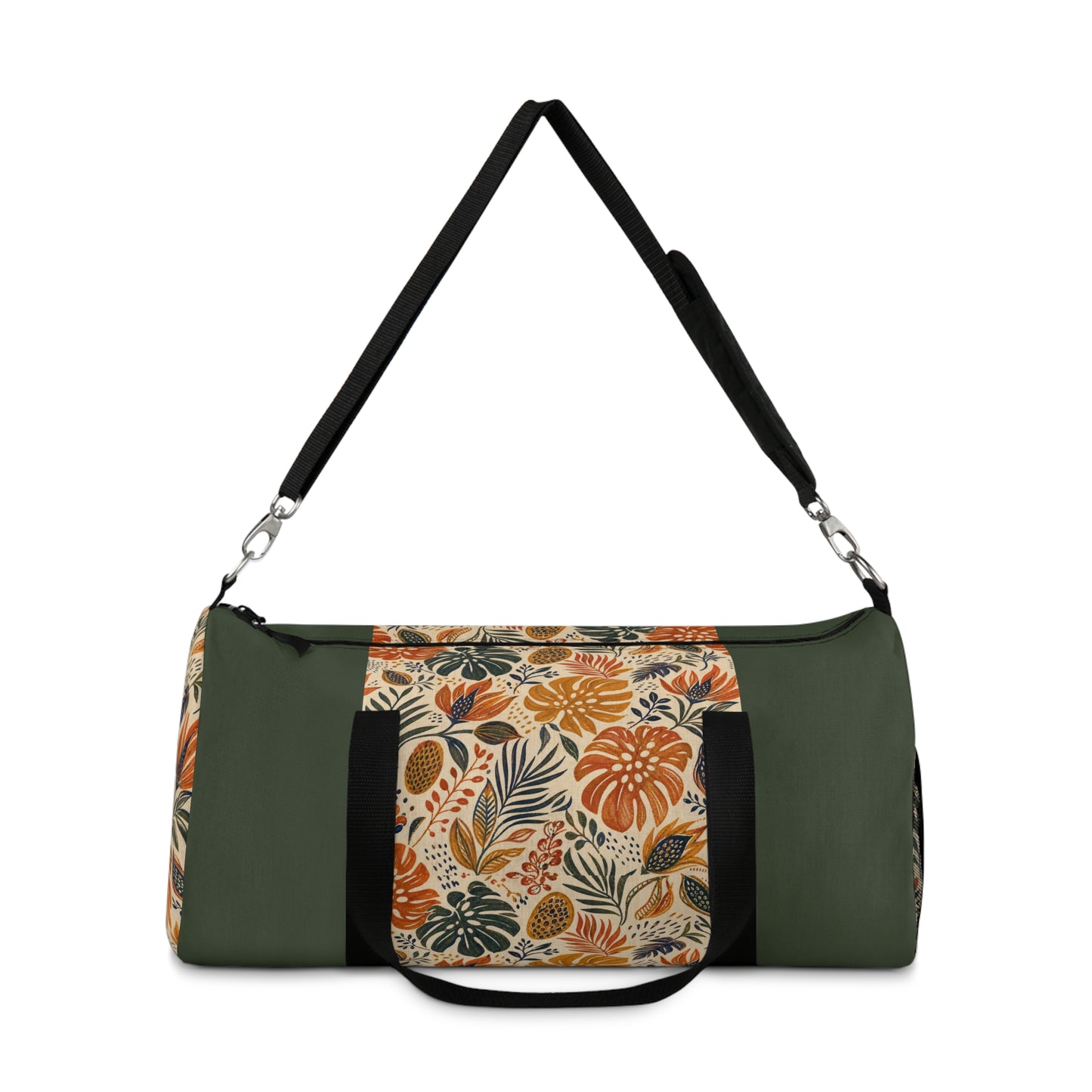African Tribal Botanical Palm Military Green Gym Duffel Bag
