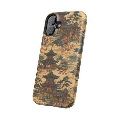 Vintage Japanese Temple Painting Magnetic Impact-Resistant iPhone Cases