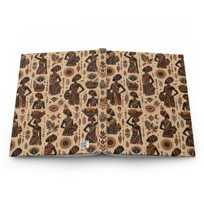 African Tribal Woman Figures Hardcover Journal