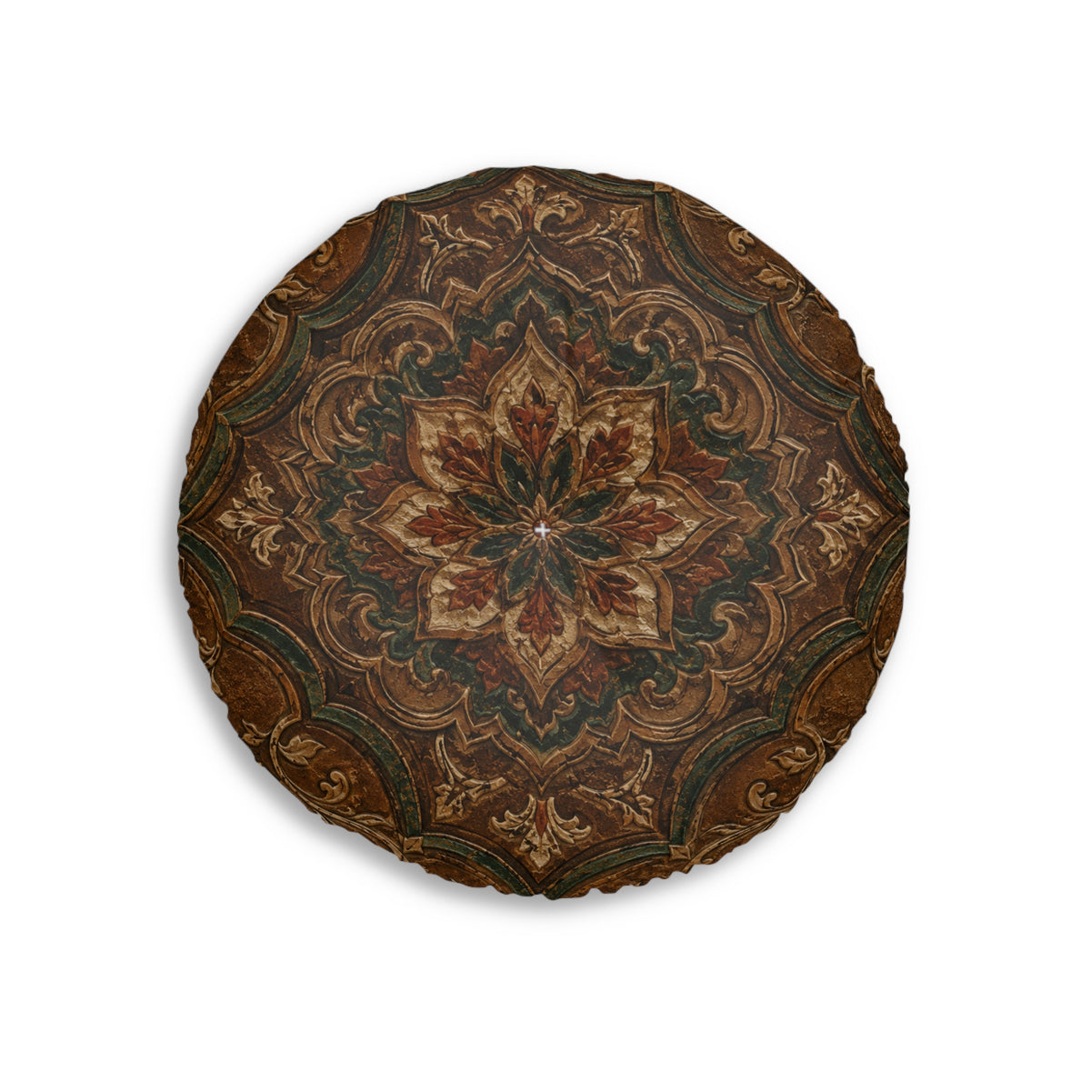 Dark Moroccan Round Tufted Floor Pillow