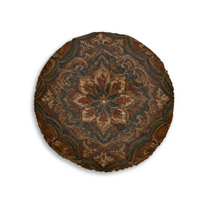Dark Moroccan Round Tufted Floor Pillow