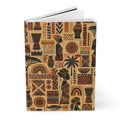 African Tribal Ethnic Silhouette Pattern Hardcover Journal