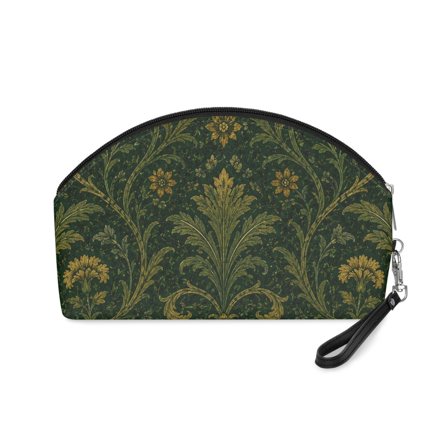 William Morris Forest Green Damask Floral Makeup Cosmetic bag