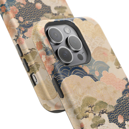 Vintage Japanese Floral Wave Magnetic Impact-Resistant iPhone Cases