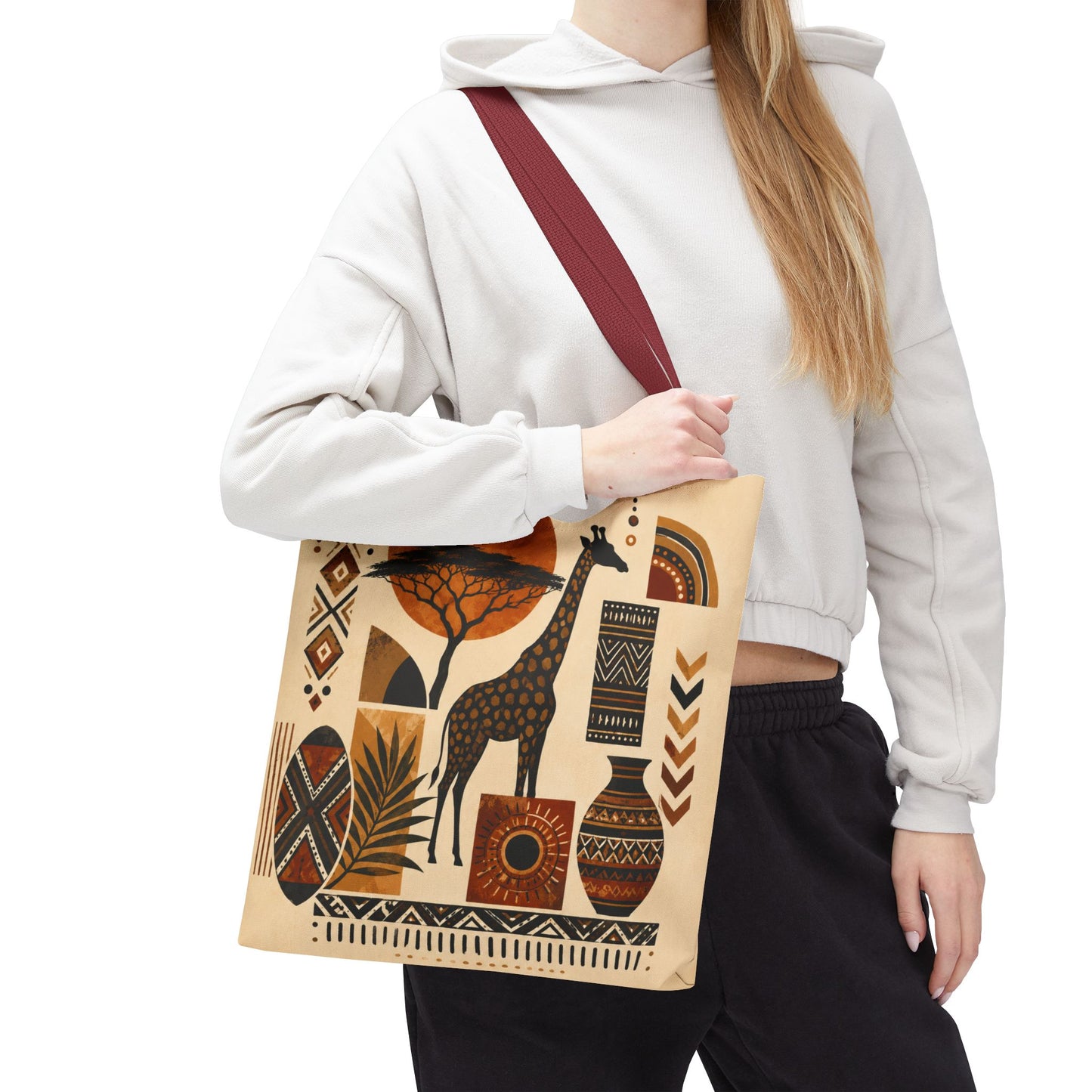 African Safari Giraffe Full Art Tote Bag