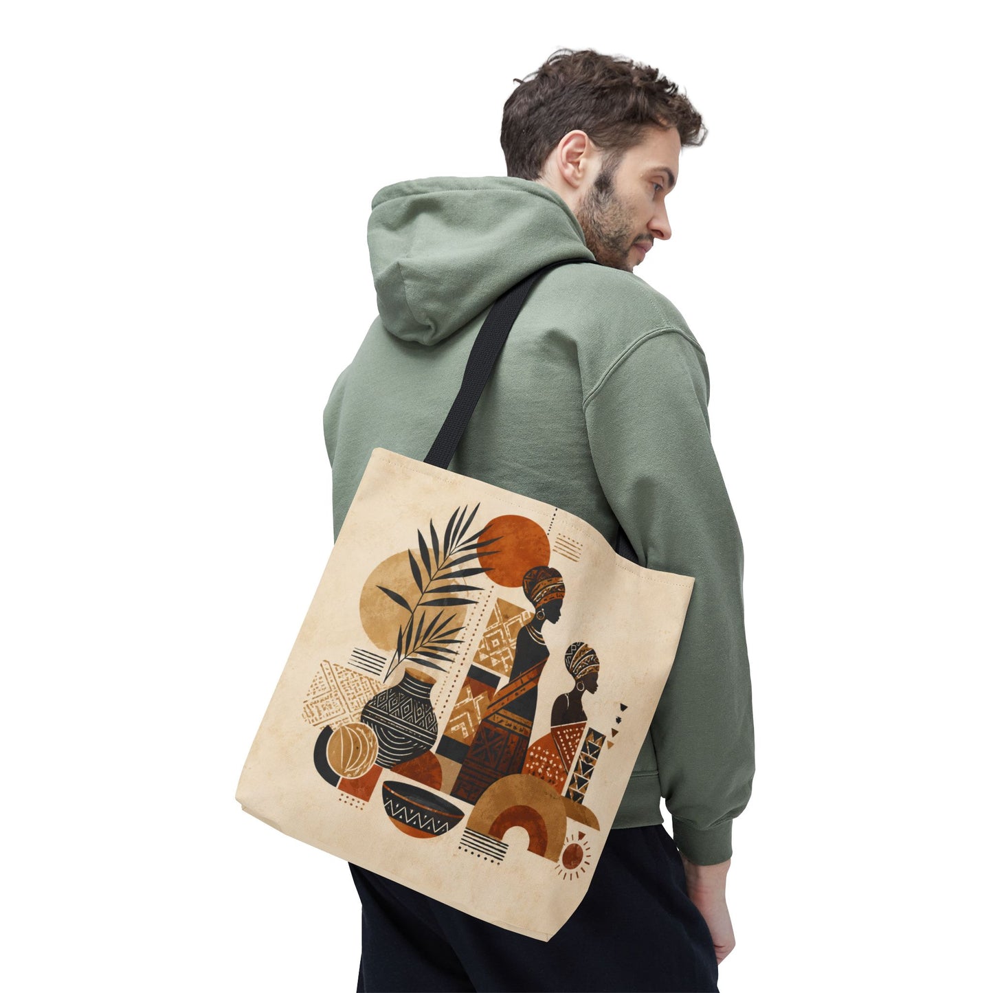 African Silhouette Pattern Full Art Tote Bag