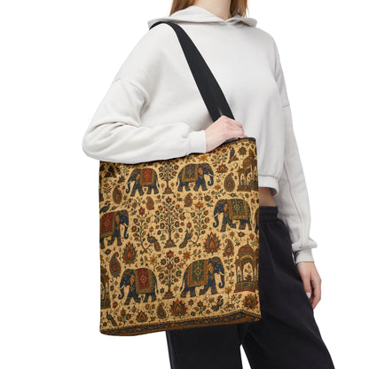 Indian Vintage Traditional Elephant Full Art Tote Bag