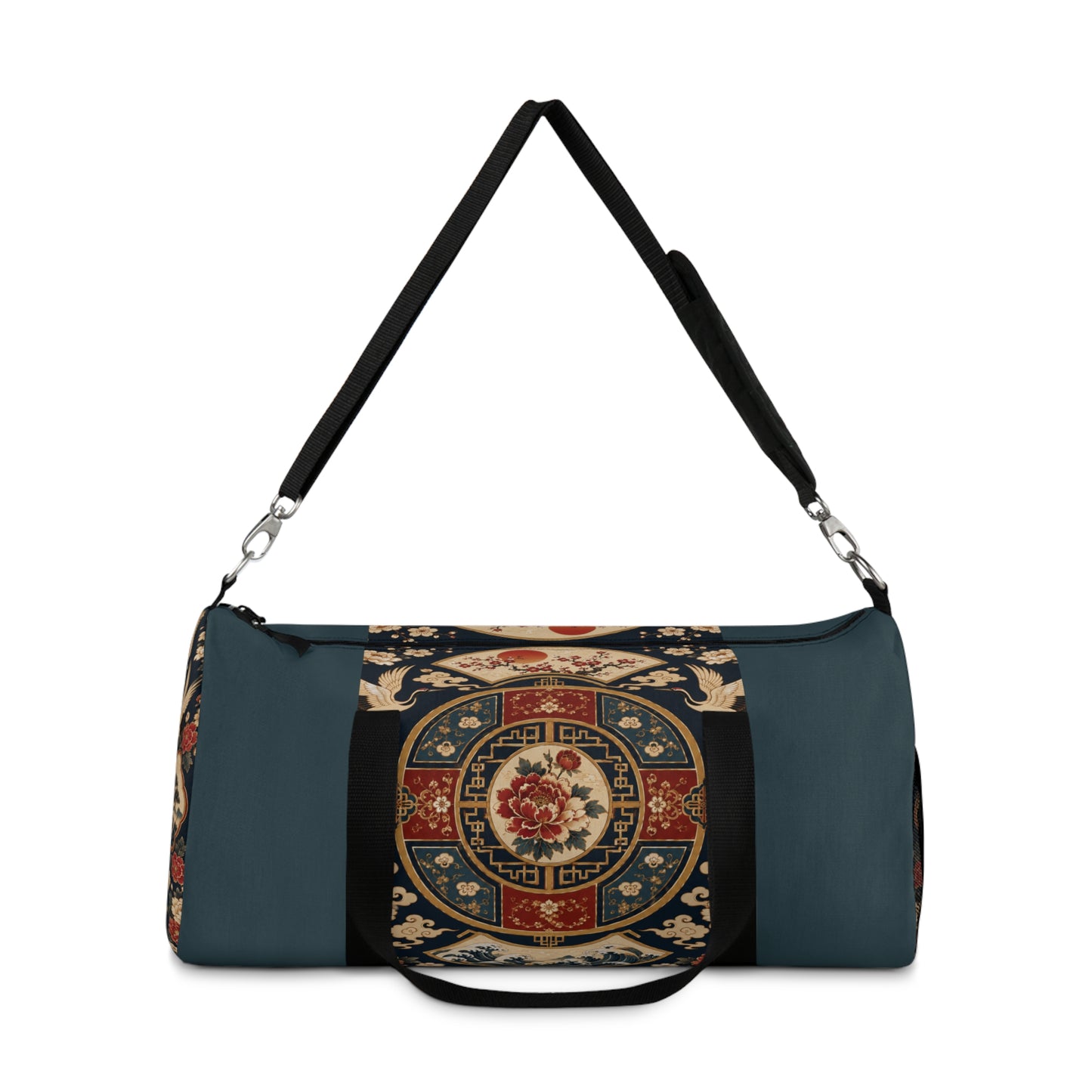 East Asian Oriental Medallion Myrtle Green Duffel Gym Bag
