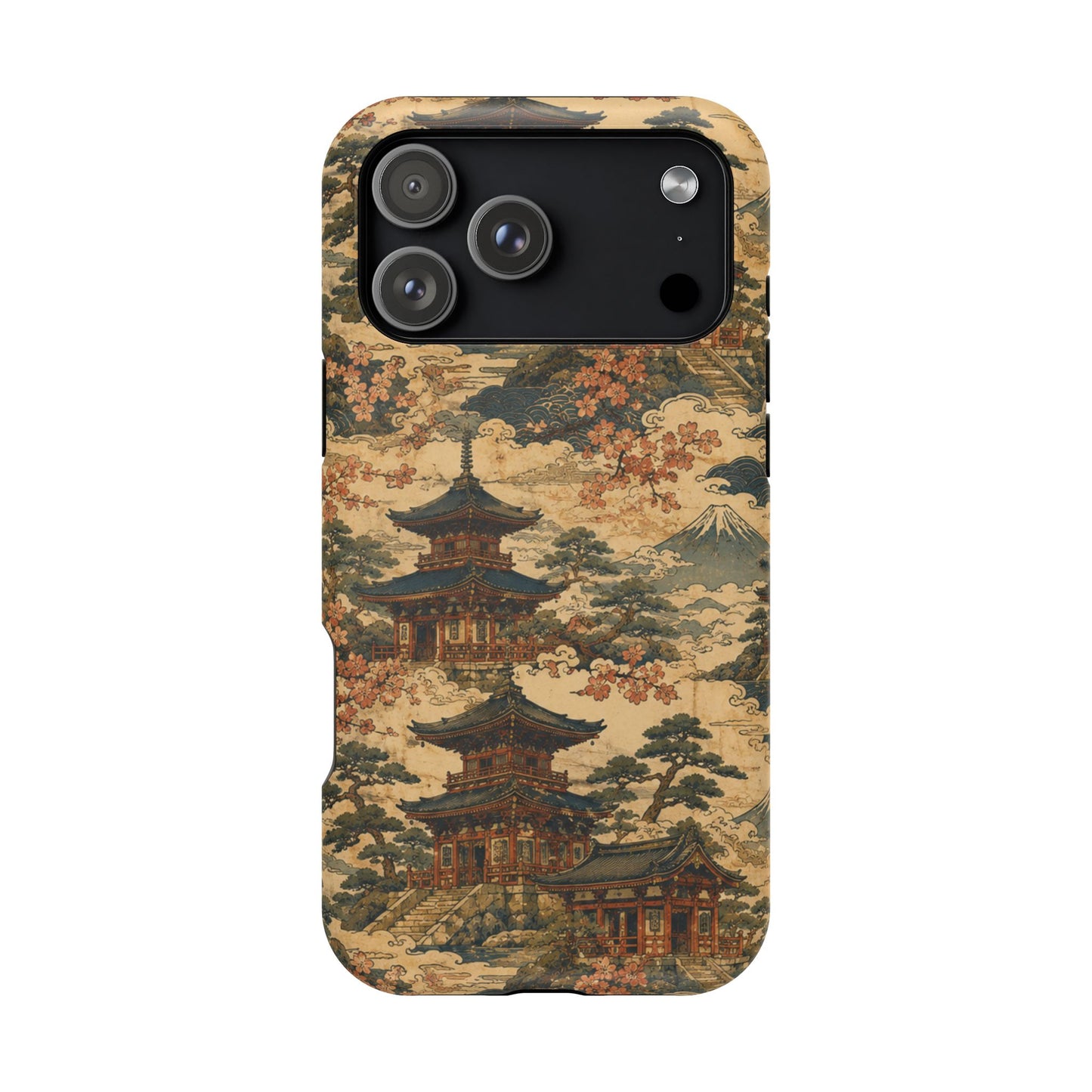 Vintage Japanese Temple Painting Magnetic Impact-Resistant iPhone Cases