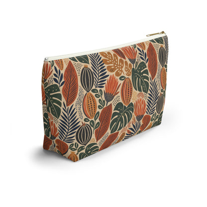 African Tribal Botanical Cacti Leaf Accessory Pouch Makeup Bag