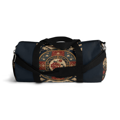 East Asian Oriental Medallion Navy Blue Duffel Gym Bag