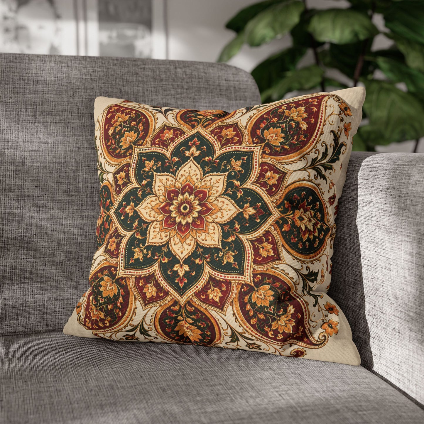 Indian Vintage Floral Mandala Bohemian Pillow Case cover